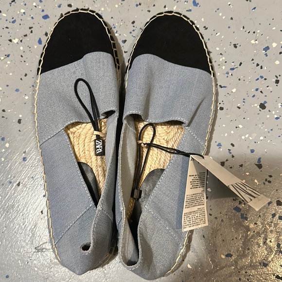 Espadrilles En Cuir Et Jute Tressé Zara Taille 38 Marron - Neuf Sans Boîte